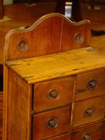 Antique Hanging 8 Drawer Solid Maple Spool Cabinet
