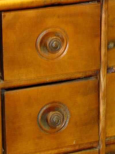 Antique Hanging 8 Drawer Solid Maple Spool Cabinet