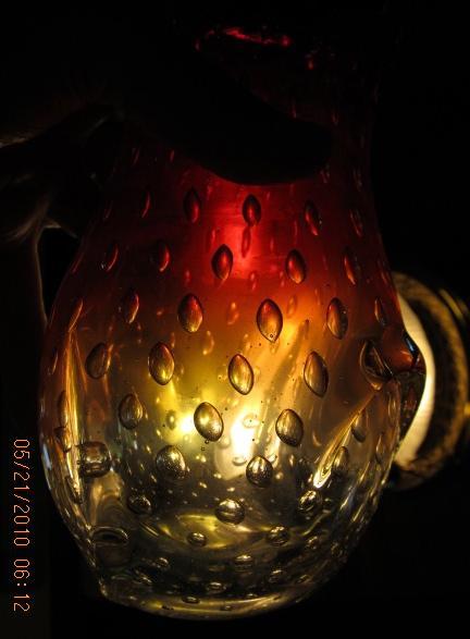 Amberina Bubble Art Glass Vase