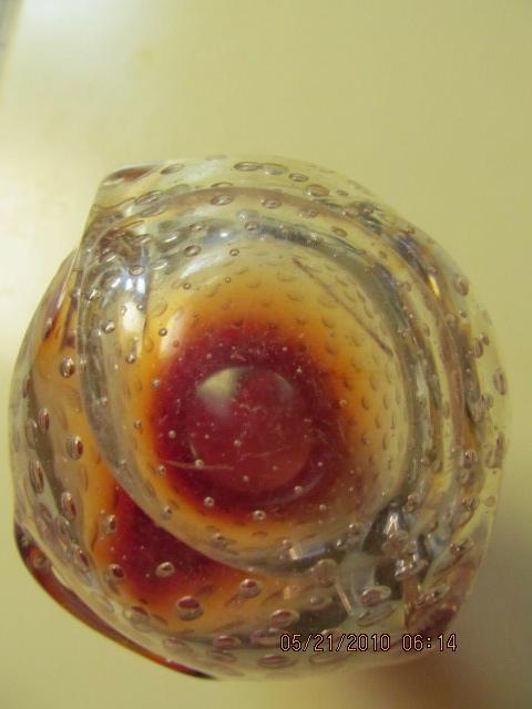 Amberina Bubble Art Glass Vase