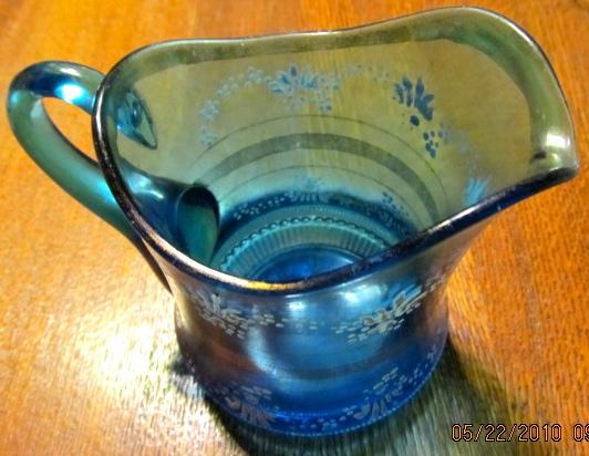 Enameled Pressed Glass Cream Pitcher