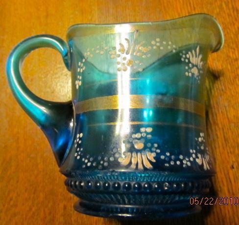 Enameled Pressed Glass Cream Pitcher