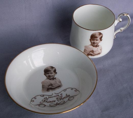 PRINCE CHARLES Porcelain Souvenir Cup & Bowl