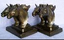 Frankart CHARIOT HORSES Cast Metal Bookends - Metalware