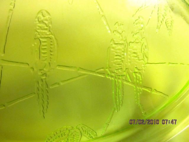 Parrot Depression Glass Platter - Glass