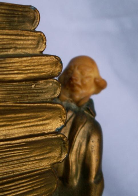 JB Hirsch HOLD THOSE BOOKS Cast Metal w/ Celluloid Head Bookends - Metalware
