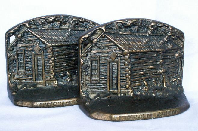 LINCOLN CABIN Cast Iron Bookends- Metalware