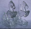 Clear Glass REARING HORSE Bookends