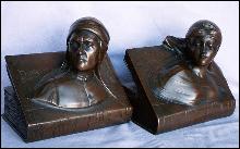 Jennings Brothers DANTE & BEATRICE BOOKS Cast Metal Bookends - Metalware