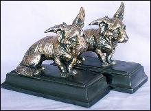 Jennings Brothers SILVER SCOTTIES Cast Metal Bookends - Metalware