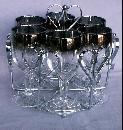 Six Stemmed Wine Glasses in Chromed Carrier