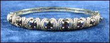 Genuine GARNET 14k Yellow Gold Bangle Bracelet - Antique Gold Jewelry