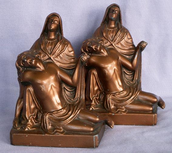 Cast Metal JESUS & MARY Bookends - Metalware