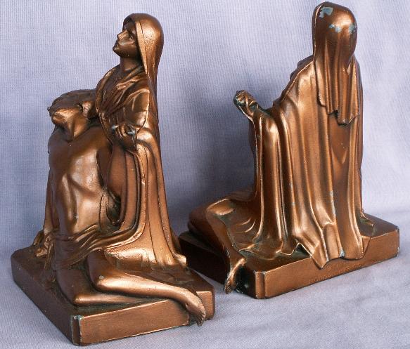 Cast Metal JESUS & MARY Bookends - Metalware