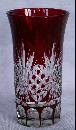 Four Red Flash Brandy Glasses Cut to Clear Design