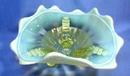 glass FLUTED SCROLLS Vaseline Opalescent Footed Bowl - Victorian Glass