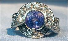 Tanzanite & Diamond Ring 14k White Gold Estate Jewelry
