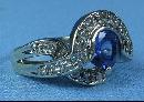 Tanzanite & Diamond Ring 14k White Gold Estate Jewelry
