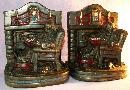 Cast Metal Polychrome FIREPLACE COMFORT Bookends - Metalware