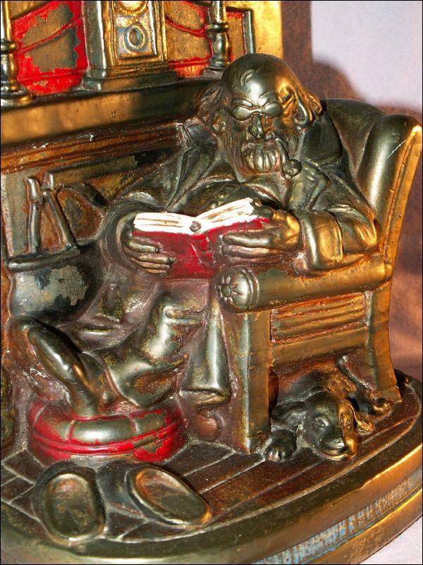 Cast Metal Polychrome FIREPLACE COMFORT Bookends - Metalware