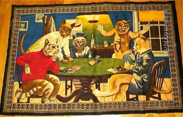 Cats Playing Poker DRINKING smoking Betting TAPESTRY