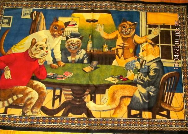 Cats Playing Poker DRINKING smoking Betting TAPESTRY