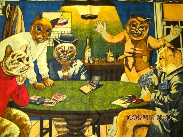 Cats Playing Poker DRINKING smoking Betting TAPESTRY