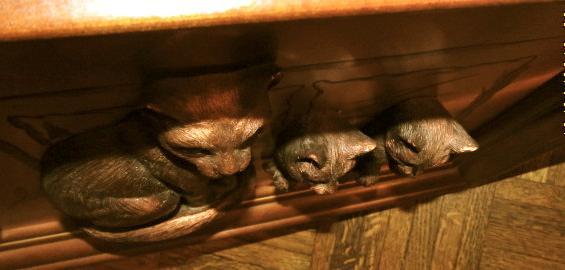 Copper Craft 3-D Cat with twin kittens Signed + Framed