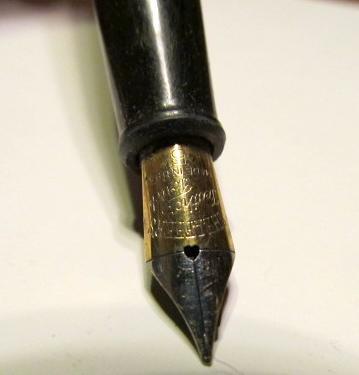 Sheaffer 14K Nib Fountain Pen Onyx Desk Set - Advertising