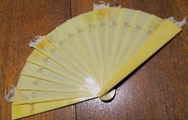 CELLULOID Ivory Hand-painted FAN - plastics