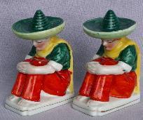 Occupied Japan SLEEPING MEXICAN BOY Porcelain Bookends - Ethnographic