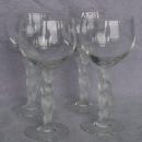 Four Crystal Frosted Figural Stem Water Glasses - Glass