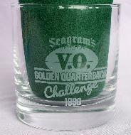 Two SEAGRAM'S V.O. Golden Quarterback Challlenge 1990 Cocktail Glasses in Original Boxes - Sporting