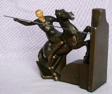 One JB Hirsch LANCELETTE Cast Metal Celluloid Head Bookend - Metalware