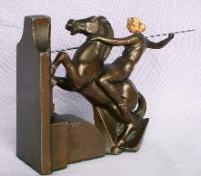 One JB Hirsch LANCELETTE Cast Metal Celluloid Head Bookend - Metalware