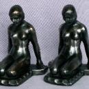 KNEELING NUDE Cast Metal Bookends - Metalware
