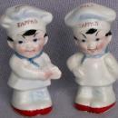 TAPPAN Baker Boys Porcelain Salt & Pepper Shakers - porcelain