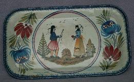Small QUIMPER Tin Serving Tray - Metalware