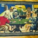 VINTAGE TAPESTRY- CATS PLAYING POLKER
