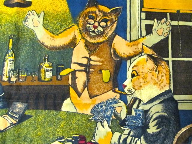 VINTAGE TAPESTRY- CATS PLAYING POLKER