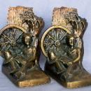 HUCKLEBERRY FINN Cast Metal Bronzed Bookends - Metalware