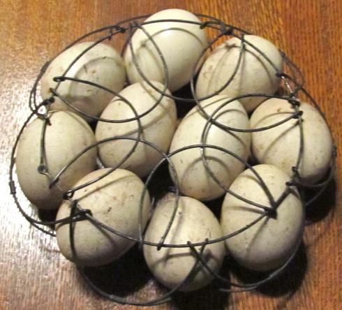 Wire Folding Egg Basket with Eggs - Metalware