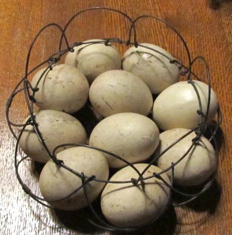 Wire Folding Egg Basket with Eggs - Metalware