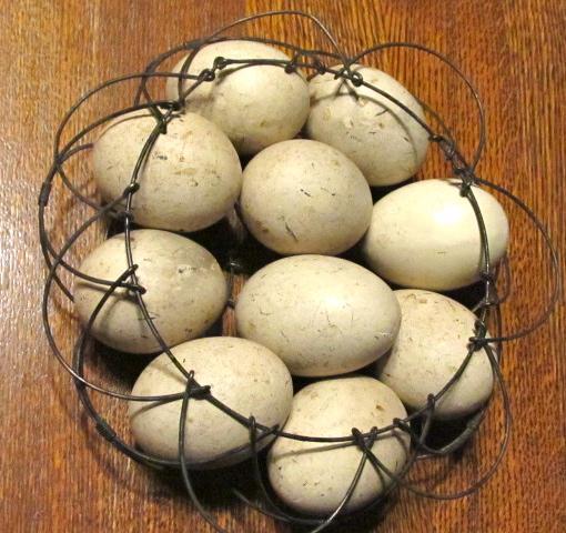 Wire Folding Egg Basket with Eggs - Metalware