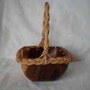 Handcrafted burl wood and vine basket