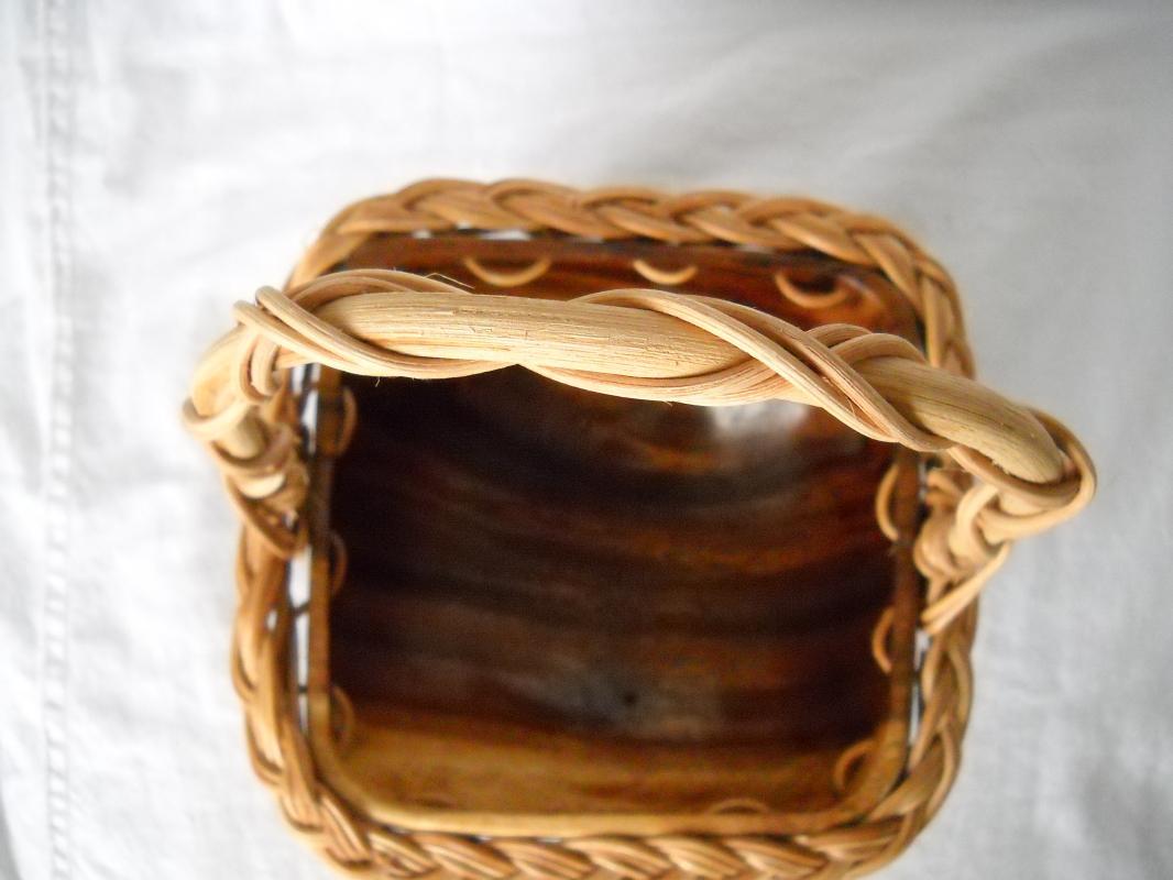 Handcrafted burl wood and vine basket