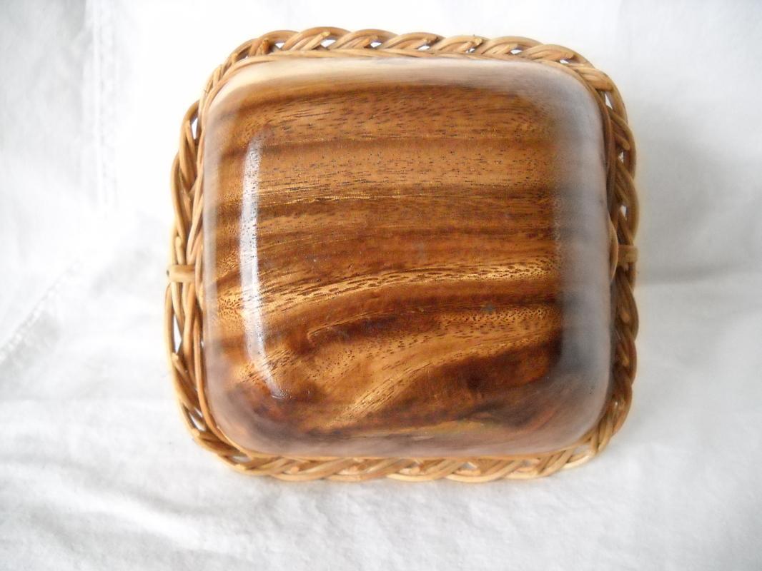 Handcrafted burl wood and vine basket