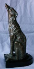 One JB HIRSCH Le Loup Gray Metal on Polished Stone Base Bookend - Metalware