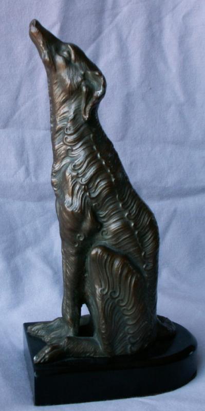 One JB HIRSCH Le Loup Gray Metal on Polished Stone Base Bookend - Metalware