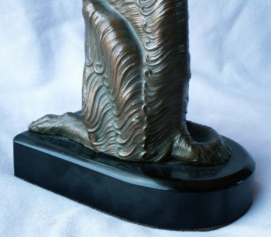 One JB HIRSCH Le Loup Gray Metal on Polished Stone Base Bookend - Metalware